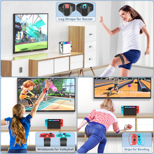 Switch Sports Accessories Kit with Storage Station - Compatible with Switch/OLED Tokluck