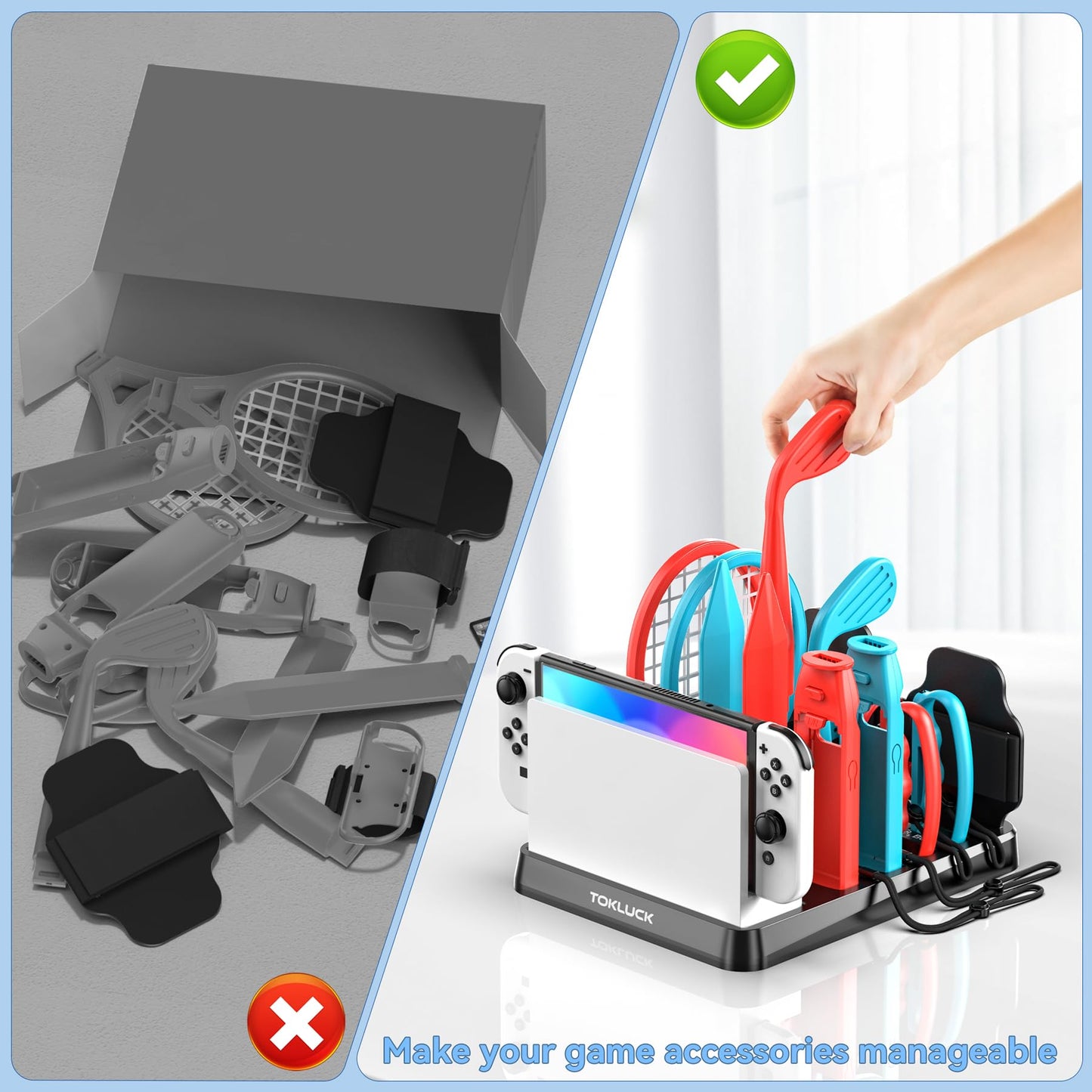 Switch Sports Accessories Kit with Storage Station - Compatible with Switch/OLED Tokluck
