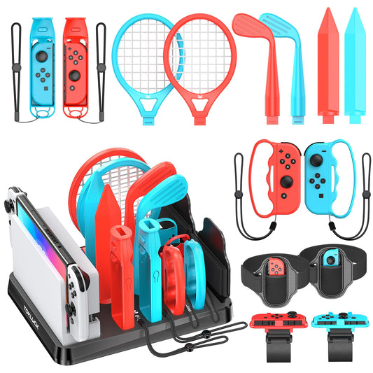 Switch Sports Accessories Kit with Storage Station - Compatible with Switch/OLED Tokluck