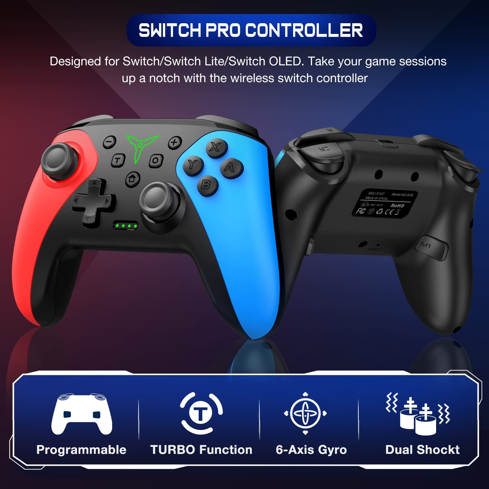 Wireless Switch Controller for Nintendo Switch 1 y 2/Lite/OLED Controller, ELISWEEN