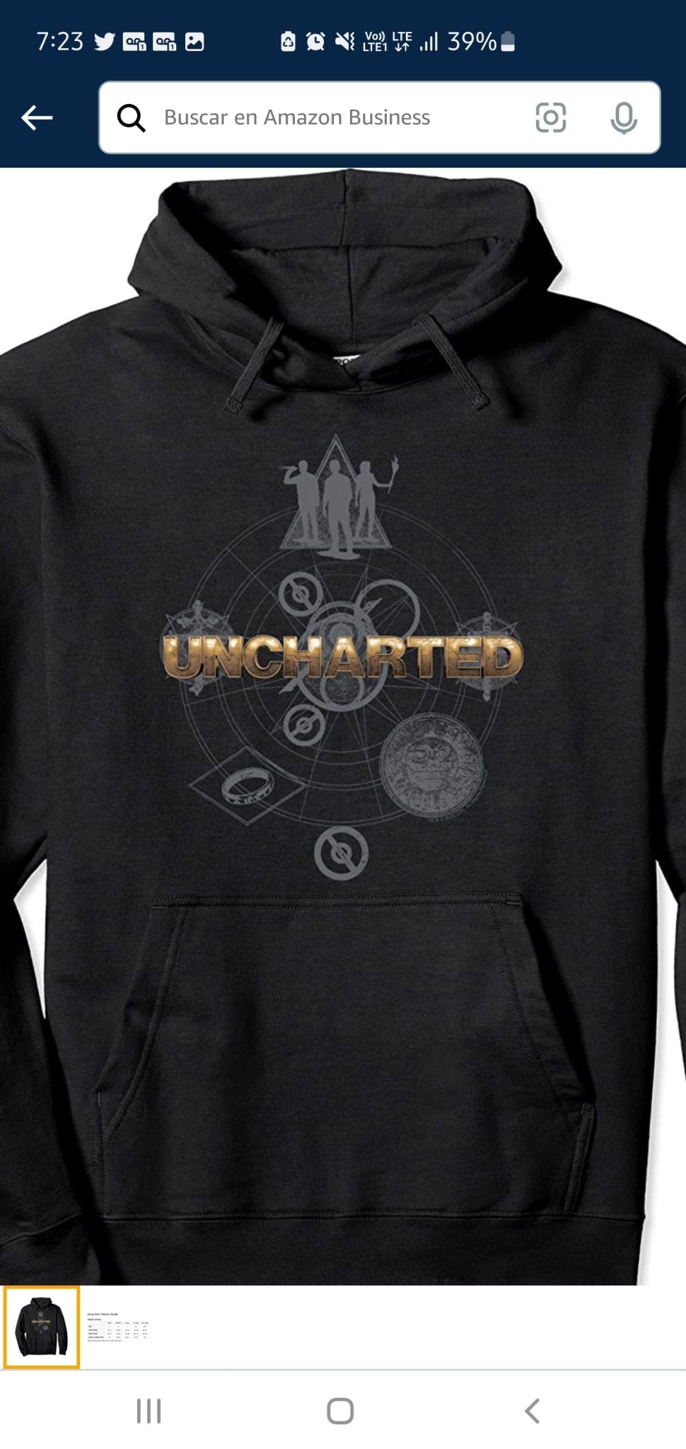 SUDADERA UNCHARTED CON CAPUCHA - Easy Games